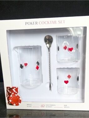 Silver One International Poker Cocktail Set - 4pc Set